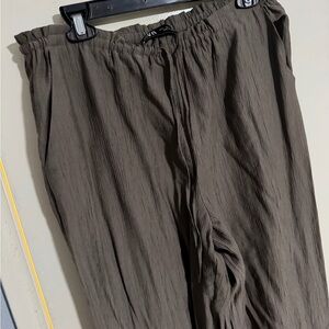 Zara Women's Wide Leg Pants - Dark Olive